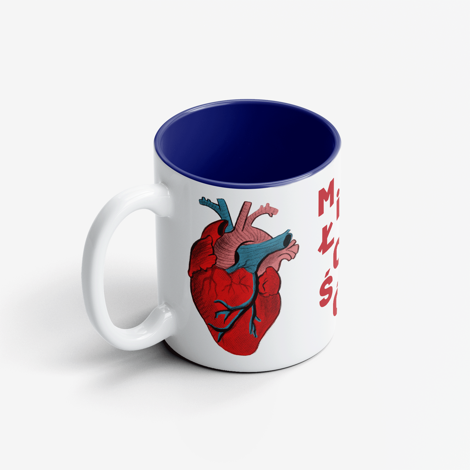 Kubek Ceramiczny Serce Miłość Granat