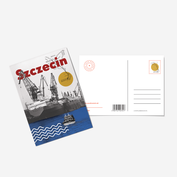 Postcard Szczecin Shipyard Collage
