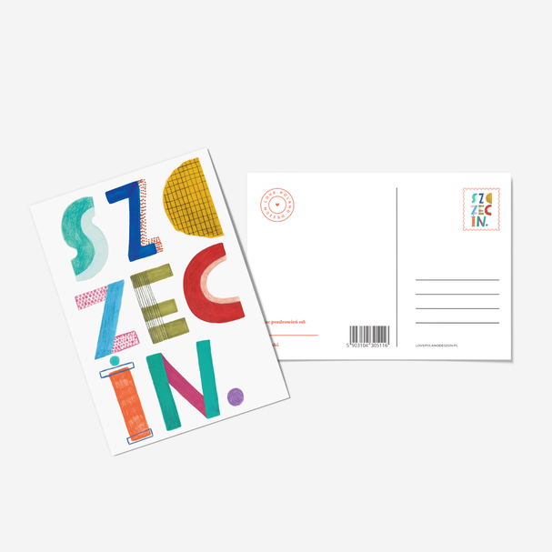 Postcard Szczecin Inscription Color