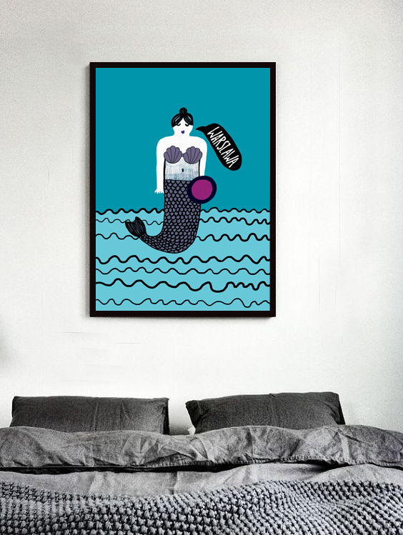 Mermaid Poster Turquoise 40x50