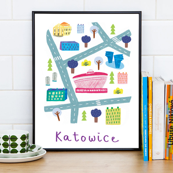 Poster Map Katowice 40x50