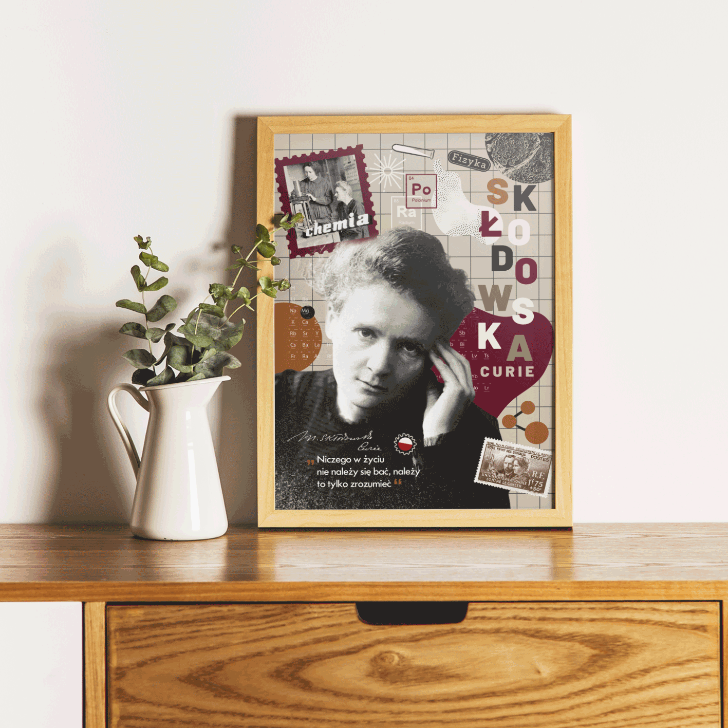 Plakat Skłodowska Kolaż Krata 21x30