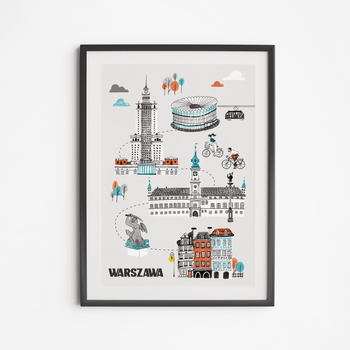 Warsaw Walking Route Poster 30x40